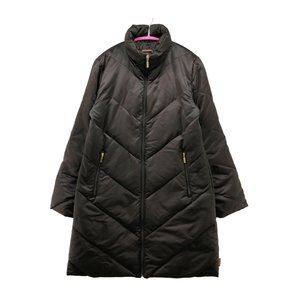 Vintage Moncler Black Down Puffer Jacket Long Quilted Mock Neck Womens Size 2 M